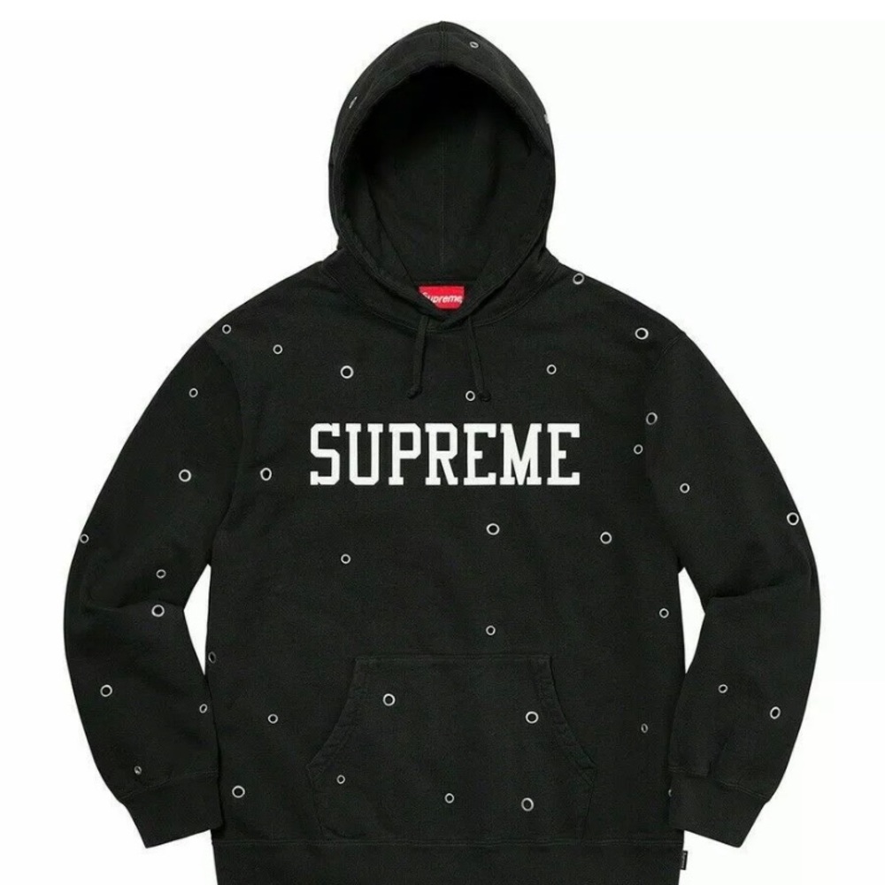 Supreme Black Size Large Eyelet Hoodie SS20